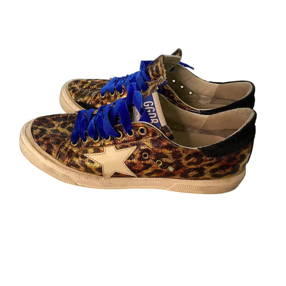 Golden Goose May Star Leopard-Print Low Sneakers Size 42